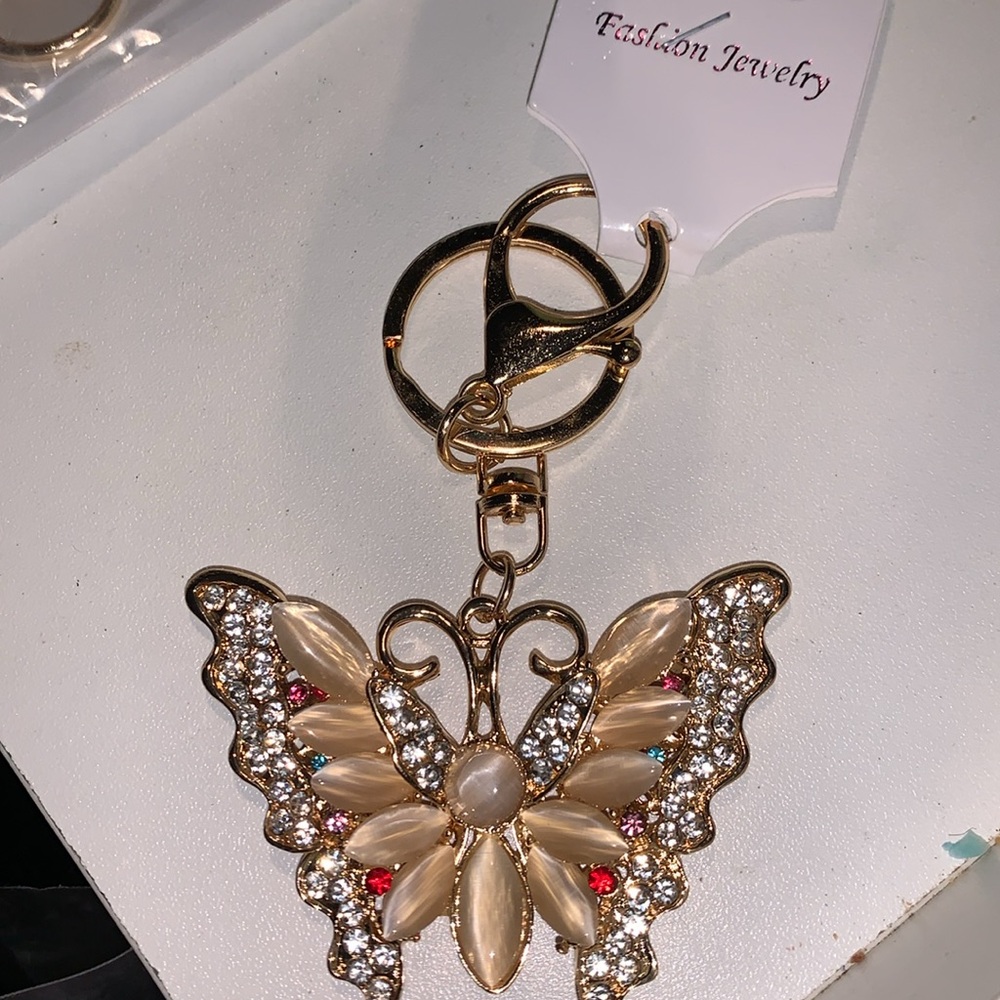 Oppalecent Butterfly purse/bag charm Keychain nwt - Picture 3 of 6